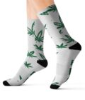Puff Puff Pass Sublimation Socks - Stylish Green Leaf Design for Cannabis Lovers