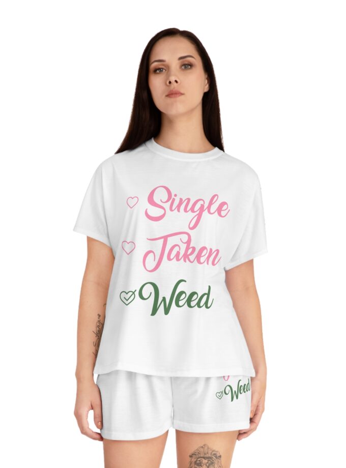 Fun Women's Pajama Set - 'Single, Taken, Weed'
