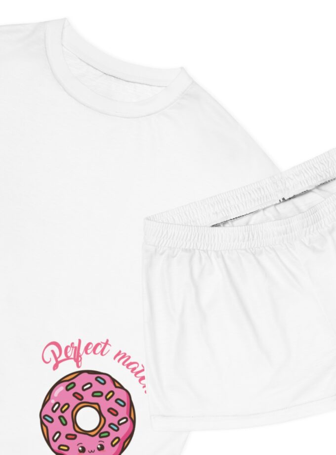 Cute Women's Short Pajama Set - 'Perfect Match' Donut Design for Cozy Nights