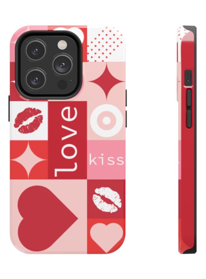 Romantic Love Phone Case – Kiss & Heart Design for Valentine's Day
