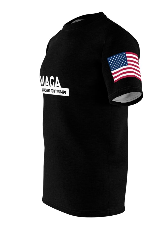 MAGA Black Power Tee - Unisex Cut & Sew T-Shirt with American Flag