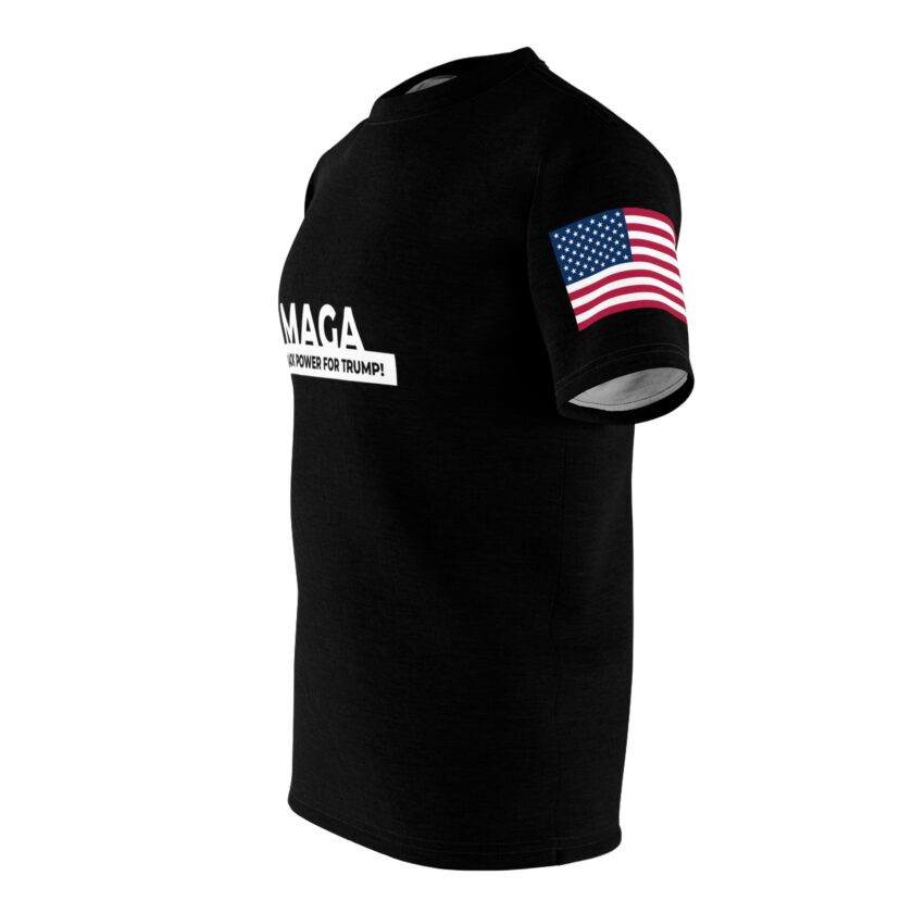 MAGA Black Power Tee - Unisex Cut & Sew T-Shirt with American Flag - Image 3