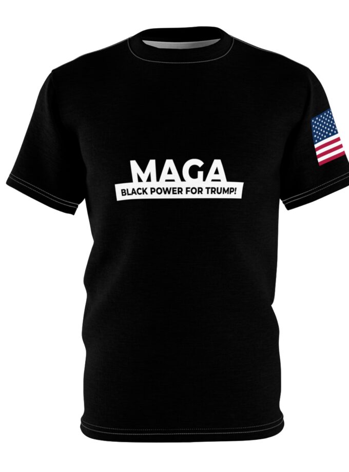 MAGA Black Power Tee - Unisex Cut & Sew T-Shirt with American Flag