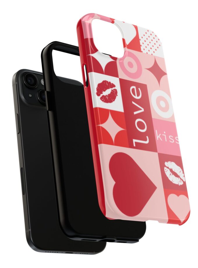 Romantic Love Phone Case – Kiss & Heart Design for Valentine's Day