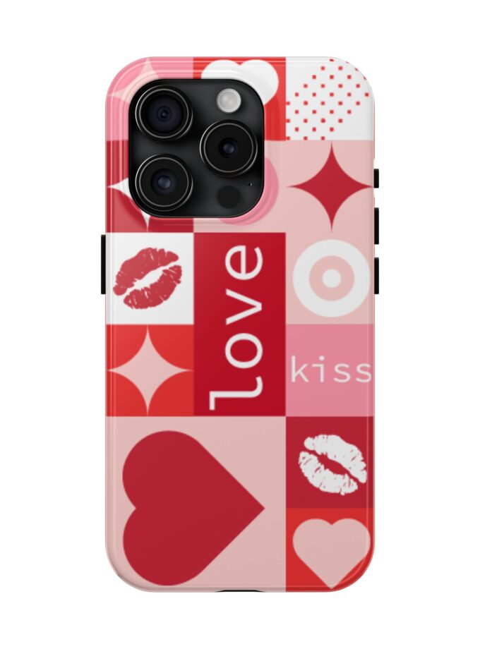 Romantic Love Phone Case – Kiss & Heart Design for Valentine's Day