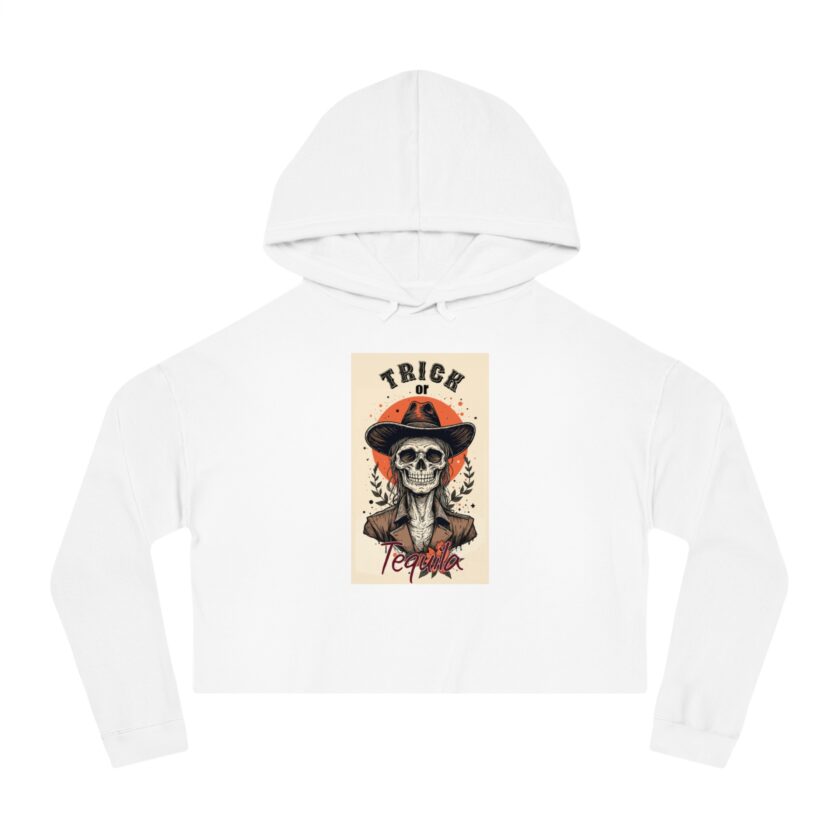 Trick or Tequila Women's Cropped Hoodie – Spooky Season Style - Image 4