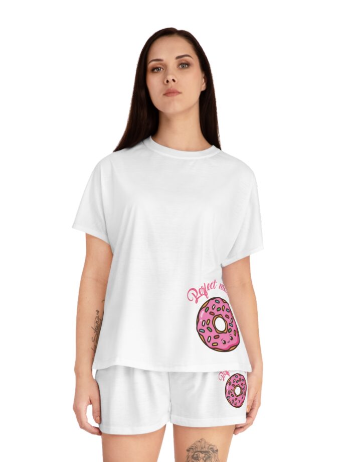 Cute Women's Short Pajama Set - 'Perfect Match' Donut Design for Cozy Nights