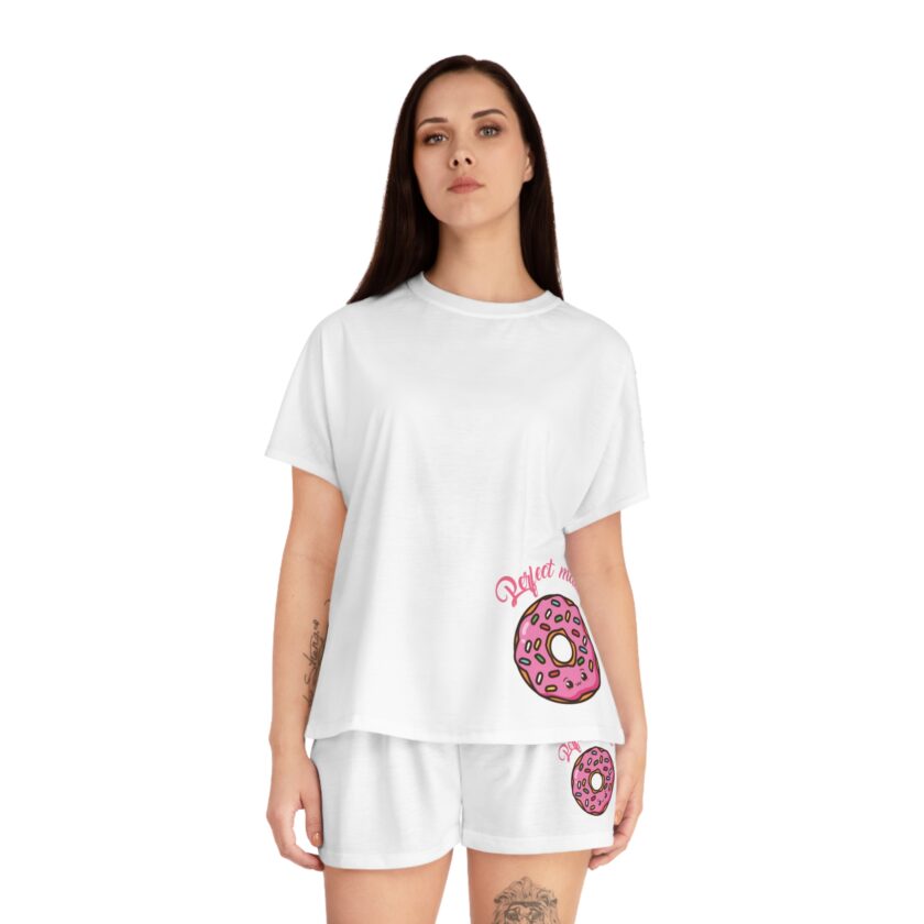 Cute Women's Short Pajama Set - 'Perfect Match' Donut Design for Cozy Nights - Image 4