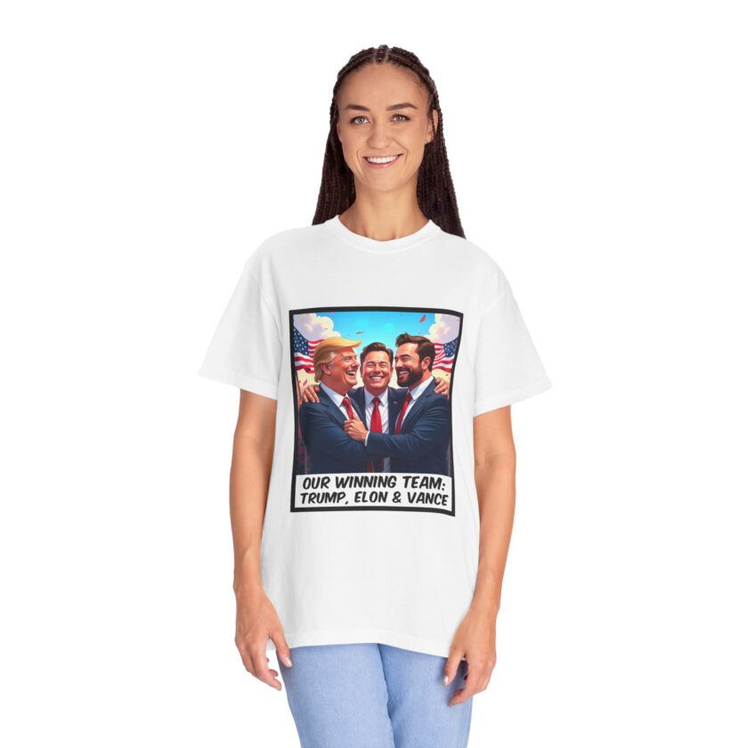 Our Winning Team Unisex Garment-Dyed T-Shirt: Trump, Elon & Vance - Image 5