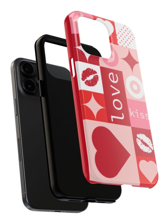 Romantic Love Phone Case – Kiss & Heart Design for Valentine's Day
