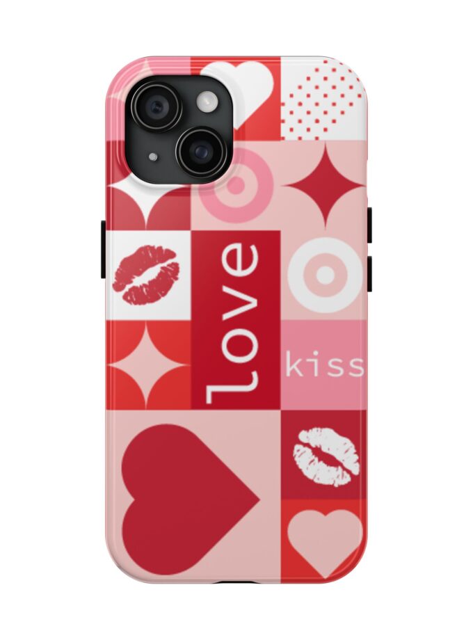 Romantic Love Phone Case – Kiss & Heart Design for Valentine's Day
