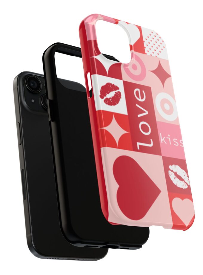 Romantic Love Phone Case – Kiss & Heart Design for Valentine's Day