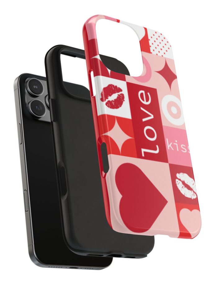 Romantic Love Phone Case – Kiss & Heart Design for Valentine's Day