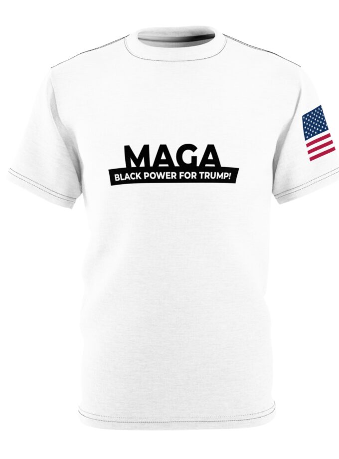 Unisex MAGA Tee - Black Power for Trump - American Flag Design