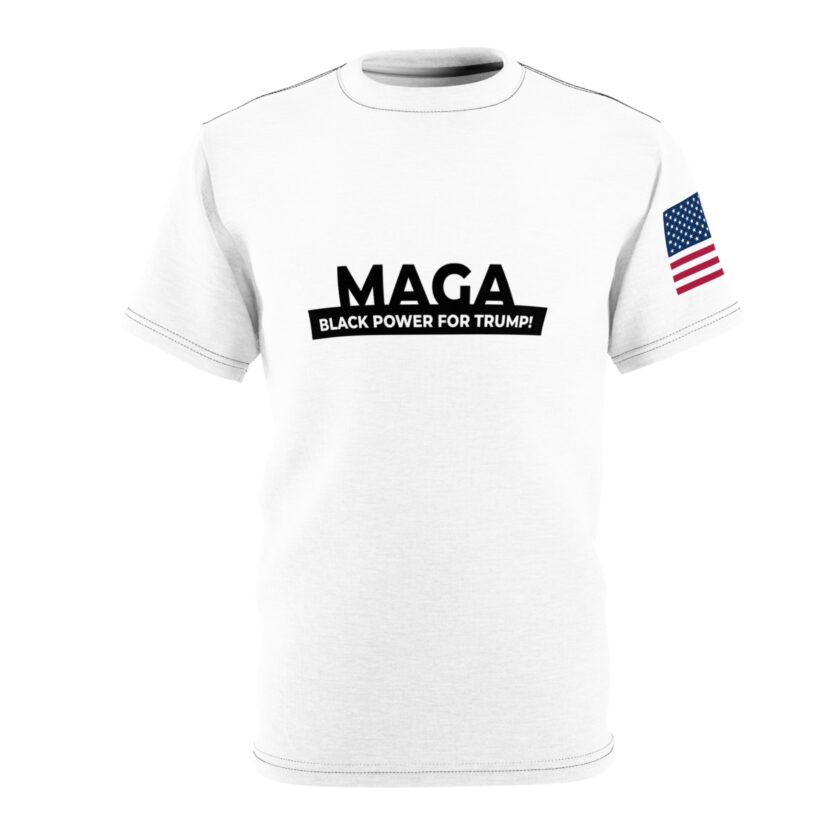 Unisex MAGA Tee - Black Power for Trump - American Flag Design
