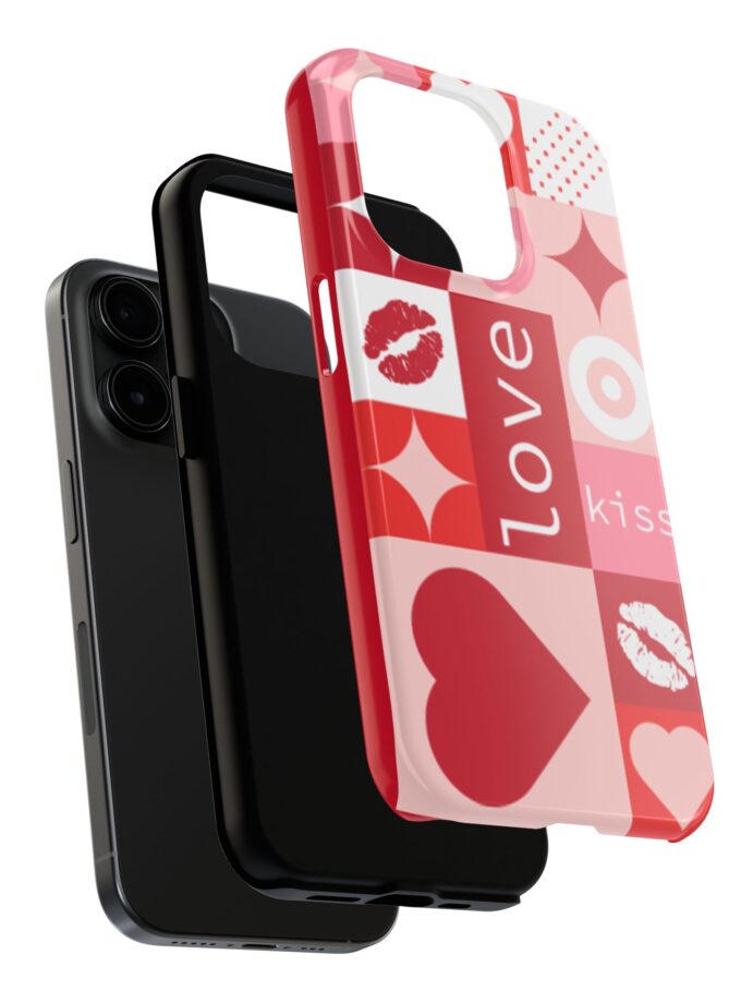 Romantic Love Phone Case – Kiss & Heart Design for Valentine's Day