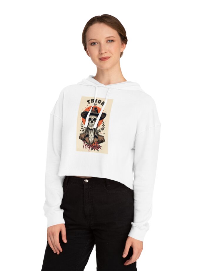 Trick or Tequila Women's Cropped Hoodie – Spooky Season Style