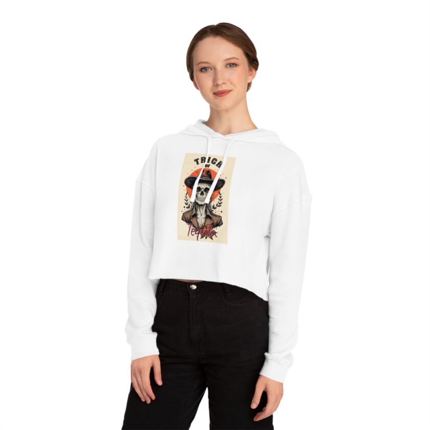 Trick or Tequila Women's Cropped Hoodie – Spooky Season Style - Image 6