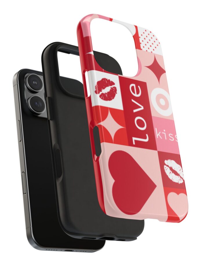 Romantic Love Phone Case – Kiss & Heart Design for Valentine's Day