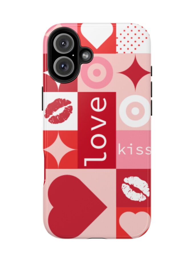 Romantic Love Phone Case – Kiss & Heart Design for Valentine's Day