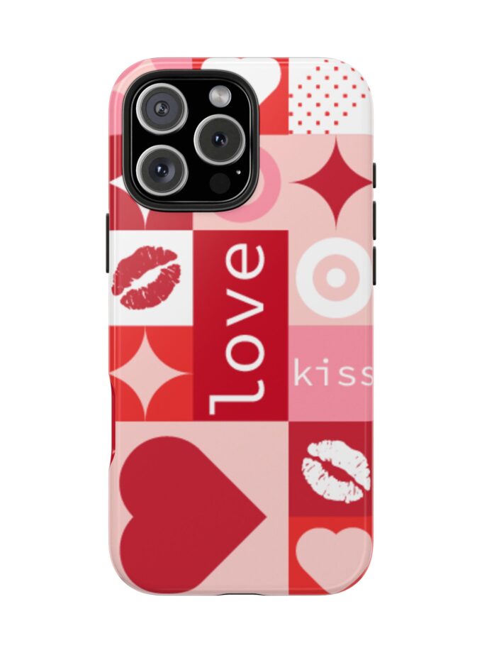 Romantic Love Phone Case – Kiss & Heart Design for Valentine's Day