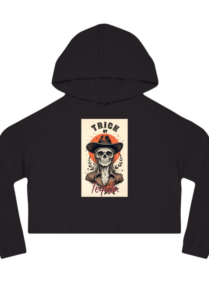 Trick or Tequila Women's Cropped Hoodie – Spooky Season Style