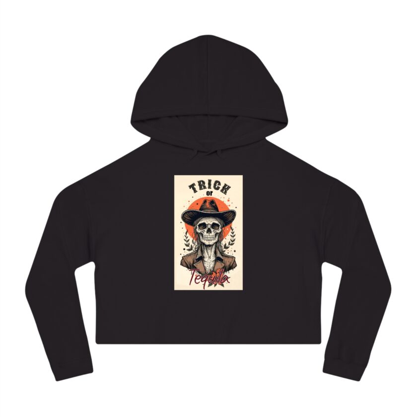 Trick or Tequila Women's Cropped Hoodie – Spooky Season Style
