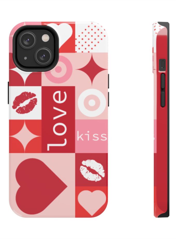 Romantic Love Phone Case – Kiss & Heart Design for Valentine's Day