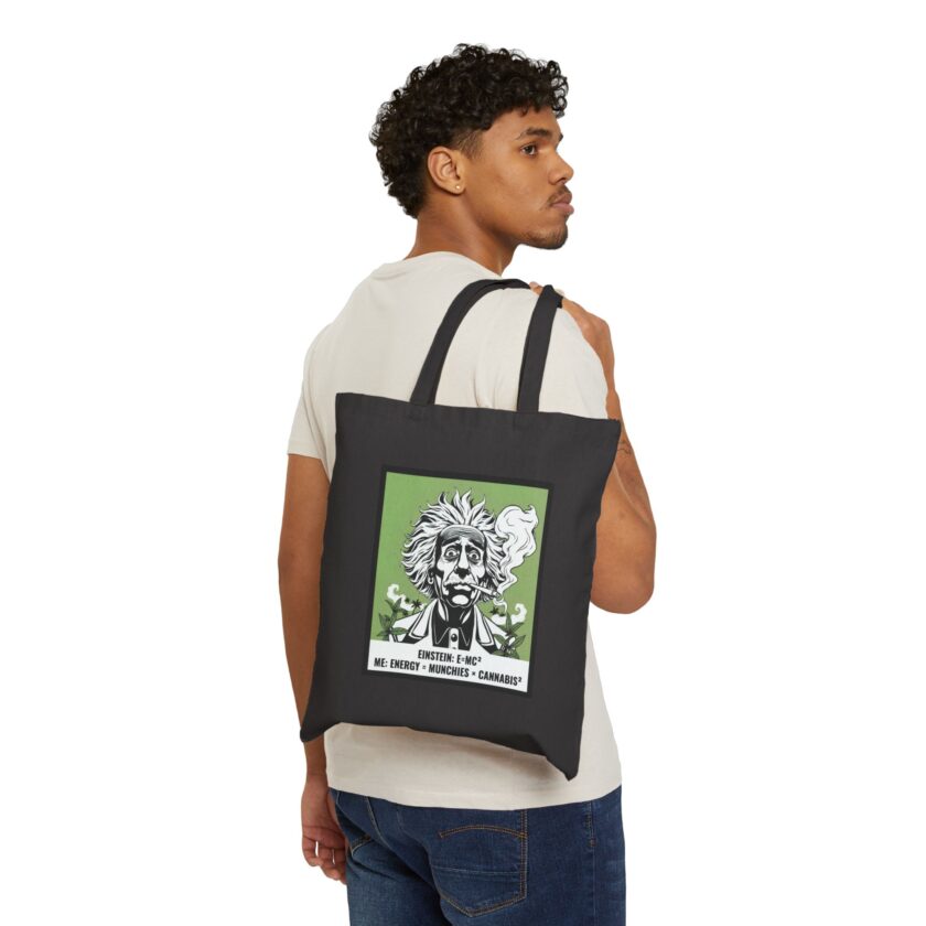Einstein Cannabis Cotton Canvas Tote Bag - Eco-Friendly & Fun Tote for Stoner Gifts - Image 3