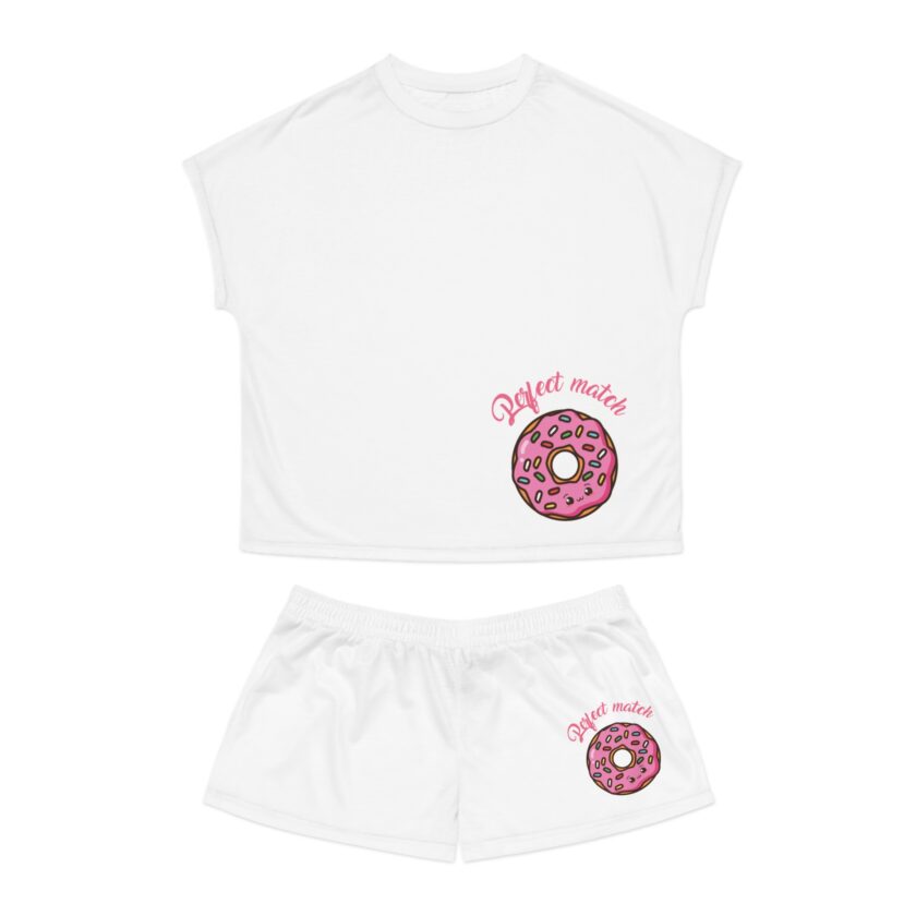 Cute Women's Short Pajama Set - 'Perfect Match' Donut Design for Cozy Nights