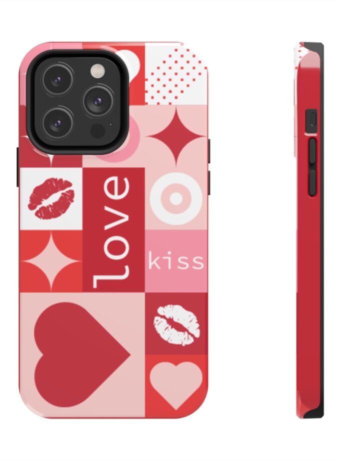 Romantic Love Phone Case – Kiss & Heart Design for Valentine's Day