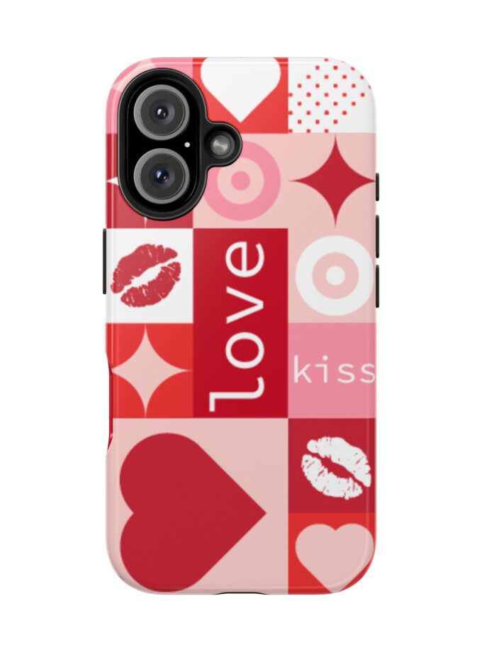 Romantic Love Phone Case – Kiss & Heart Design for Valentine's Day