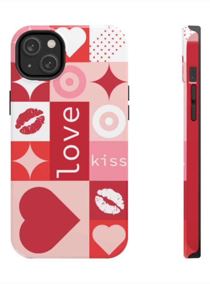 Romantic Love Phone Case – Kiss & Heart Design for Valentine's Day