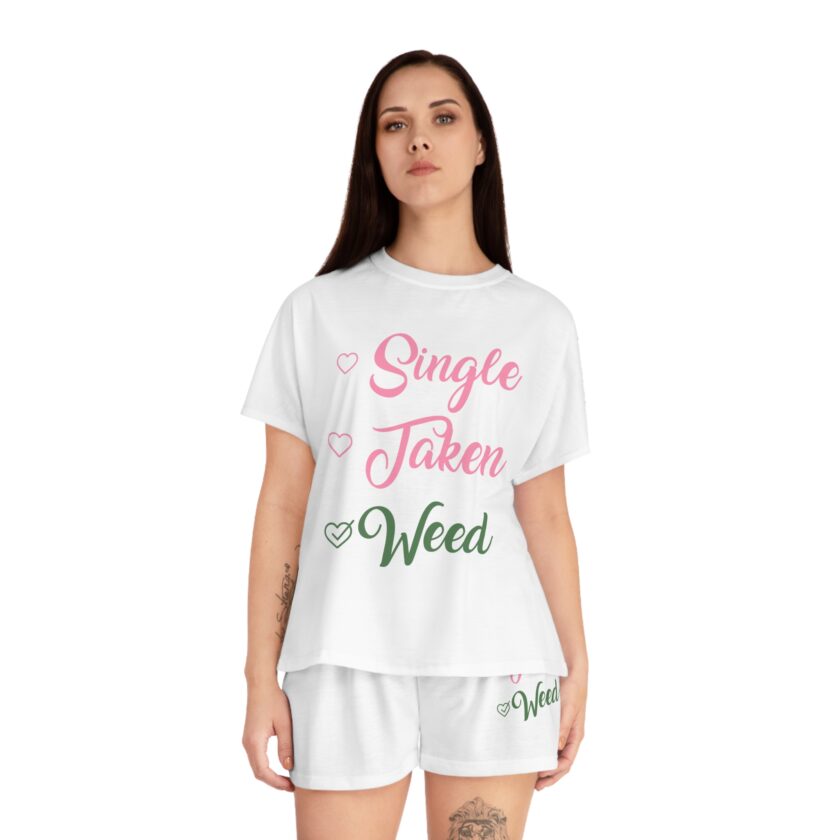 Fun Women's Pajama Set - 'Single, Taken, Weed' - Image 4