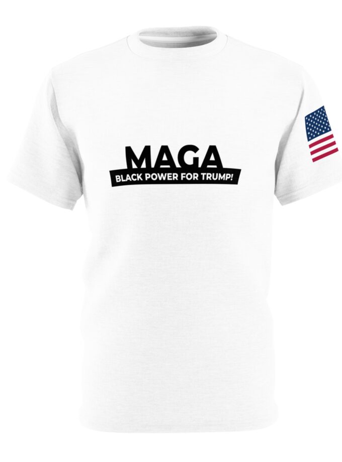 Unisex MAGA Tee - Black Power for Trump - American Flag Design