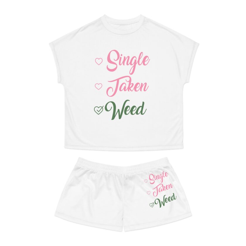 Fun Women's Pajama Set - 'Single, Taken, Weed'