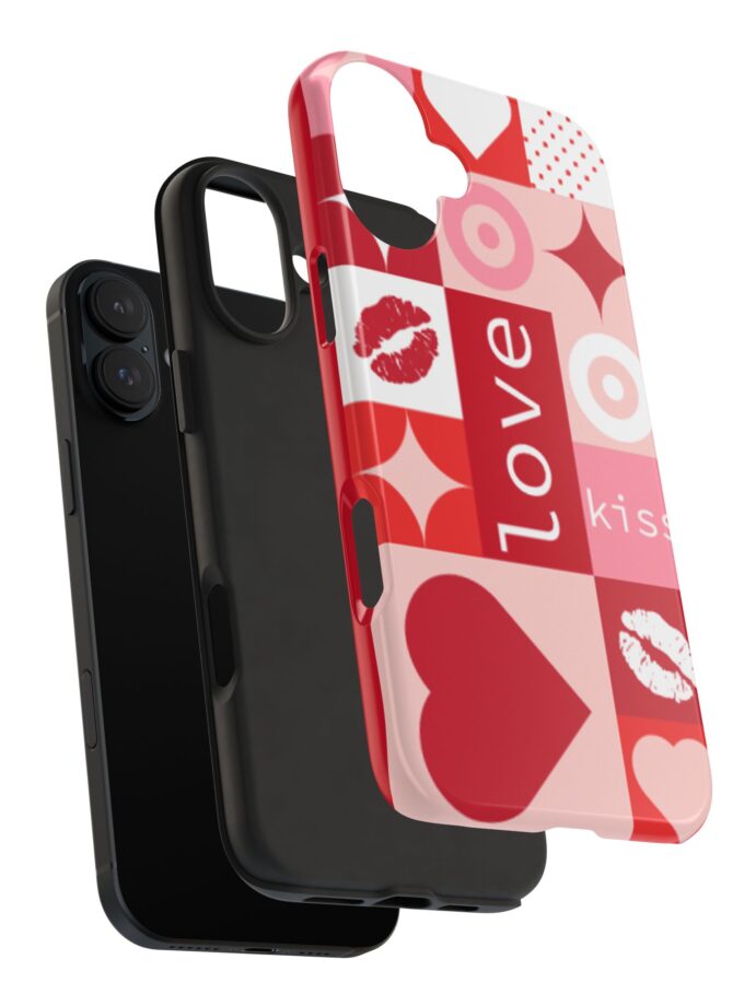 Romantic Love Phone Case – Kiss & Heart Design for Valentine's Day