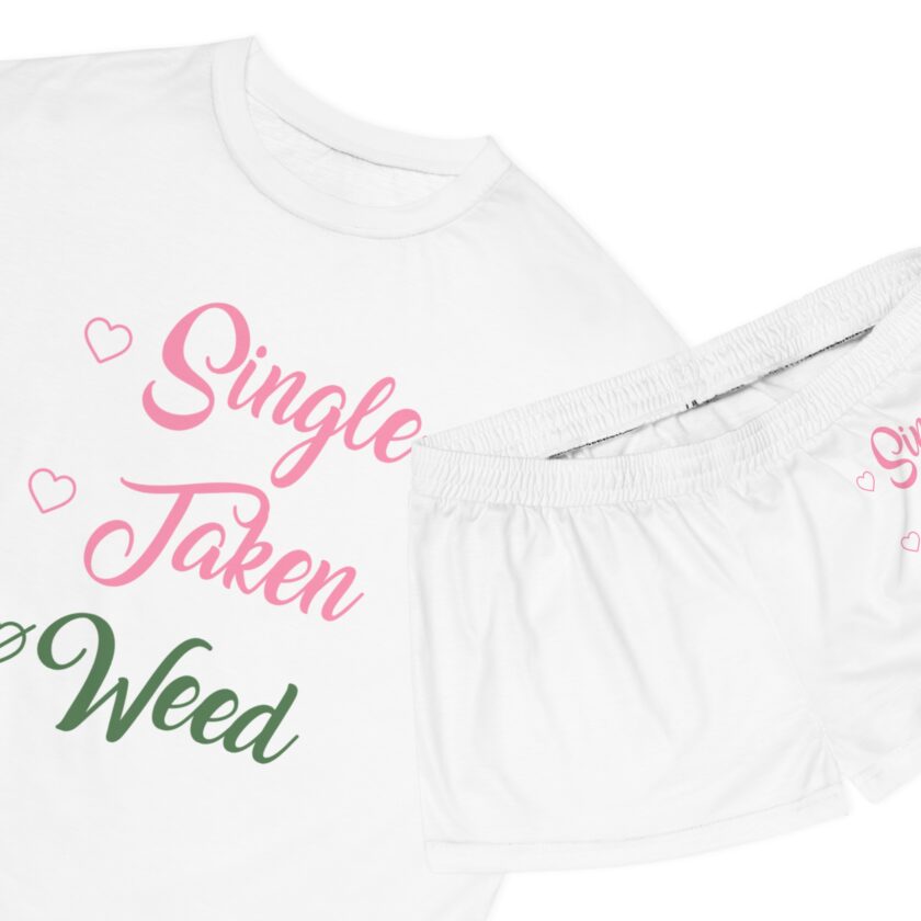 Fun Women's Pajama Set - 'Single, Taken, Weed' - Image 3