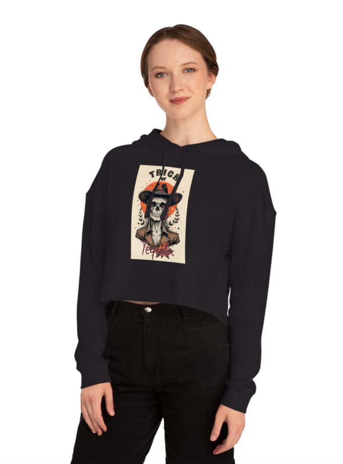 Trick or Tequila Women's Cropped Hoodie – Spooky Season Style