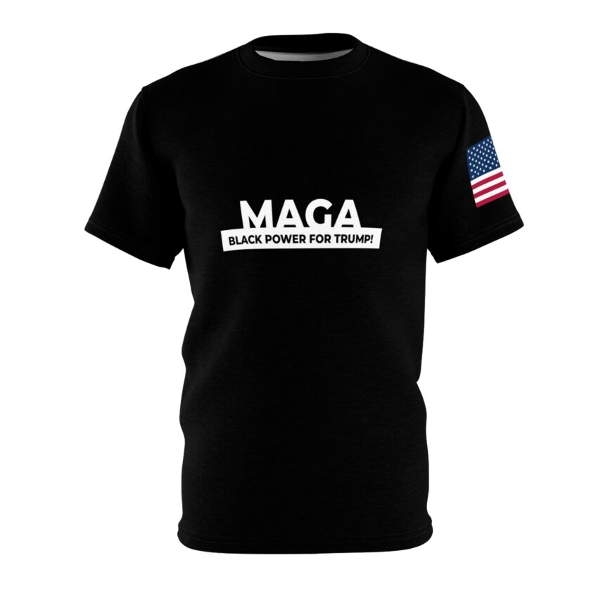 MAGA Black Power Tee - Unisex Cut & Sew T-Shirt with American Flag